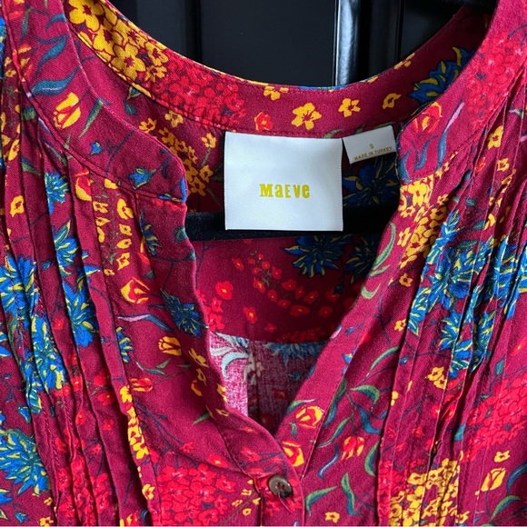 Maeve Floral Button Down Shirt GUC - Red (S) - Picture 5 of 7